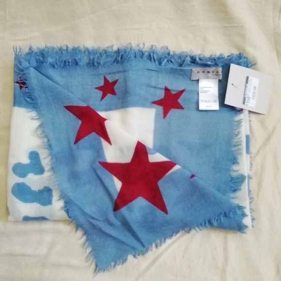 NWT wool & silk blue white red scarf - Picture 2 of 6